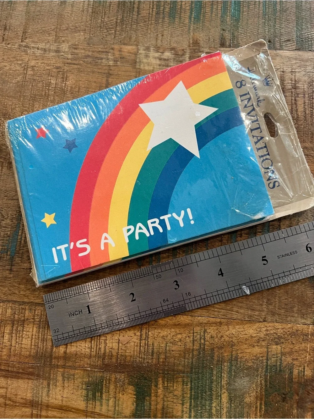True Vintage 1980s Rainbow Party Invitations Retro Bright Happy New
